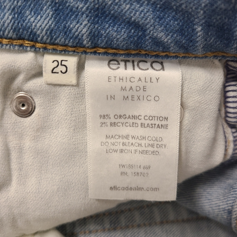 Etica Tyler Vintage Straight Jeans Blue Seafoam Sz 25 NWT $238 Distressed - Picture 12 of 16